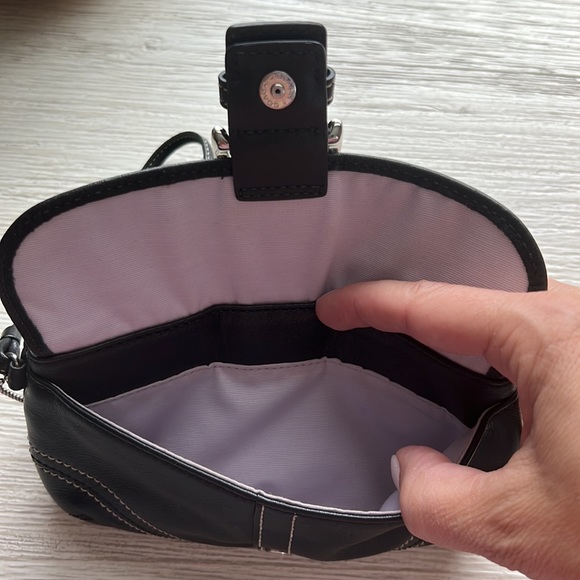 Leather Coach Wristlet with front pocket and strap - Picture 3 of 5